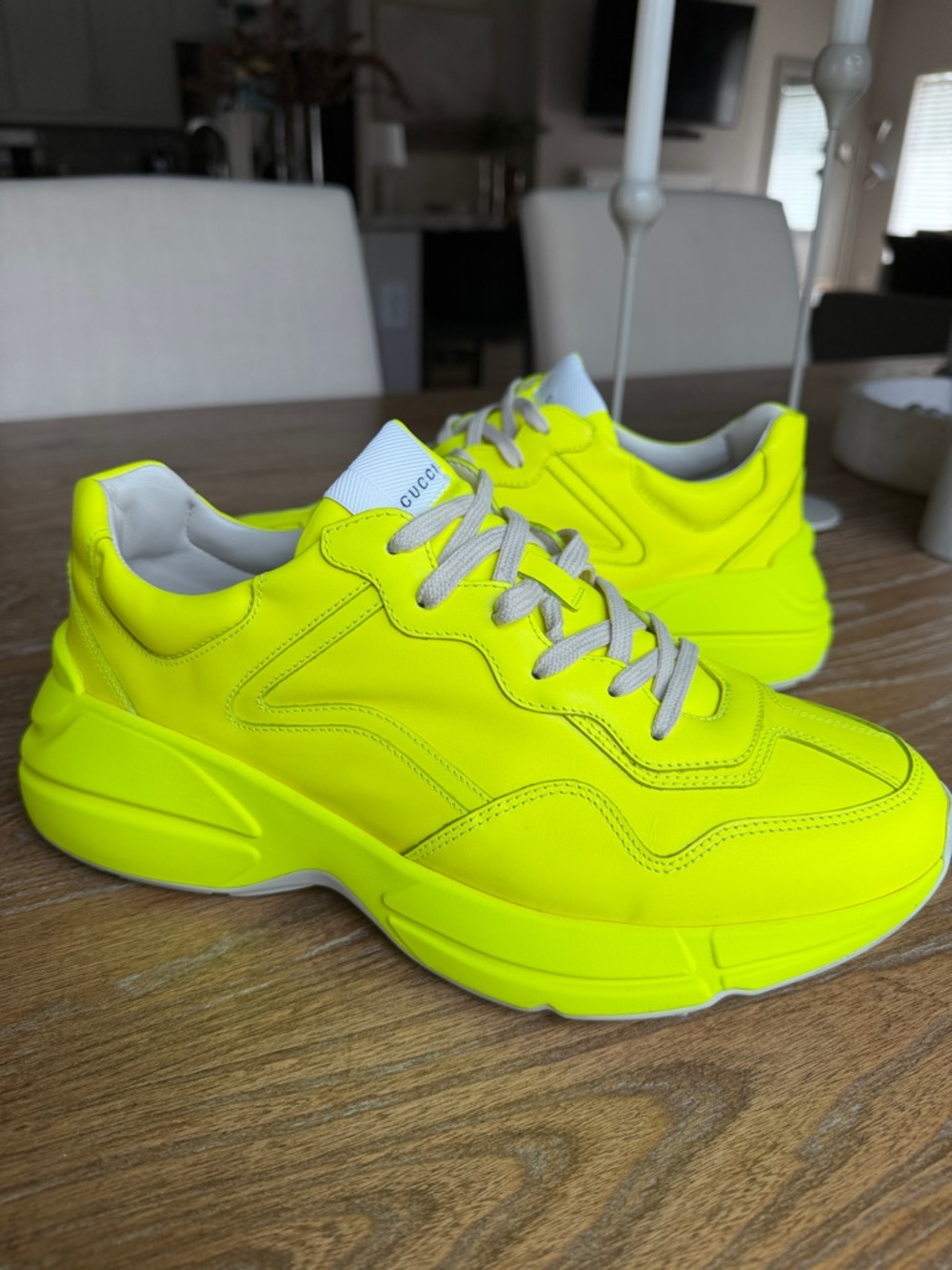 Gucci Rhyton Low Fluorescent Yellow Sneakers